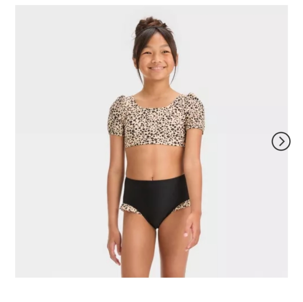 GIRL'S LEOPARD SPOT PRINTED BIKINI SET M(8)